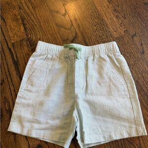 Boy’s Light Green Striped Elastic Waist linen Shorts